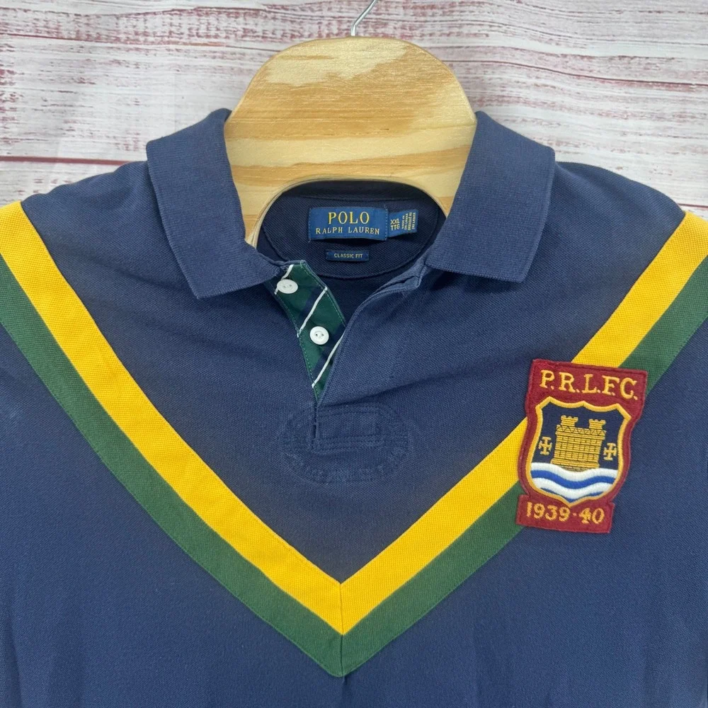 Polo Ralph Lauren Shirt Mens‎ 2XL  Rugby Crest Chevron Classic Fit Polo Shirt